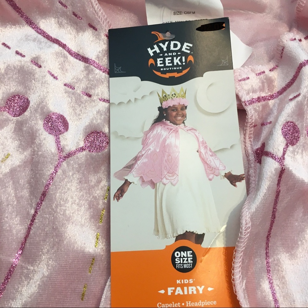 Hyde‎ and EEK Boutique Fairy Costume Kids OSFM Pink NEW Capelet Headpiece Makeup - Picture 2 of 6